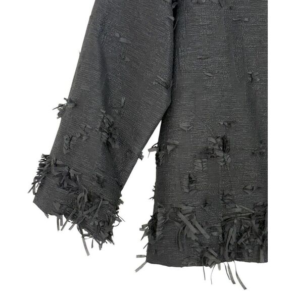 Caroline Rose Black Jacket Artsy Party Statement Size M Abstract Chunky Buttons - Picture 2 of 10